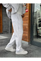 Light Gray Panda Fabric Pipe Leg Sweatpants Mrk-2875 - 5