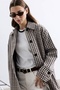 Plaid Patterned Minimal Trench Coat - 4