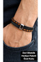 Selmoro Navyember Navy Blue Brown Leather Men's Bracelet - Thin Braided Stripe