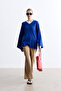 Saks V-Neck Belted Long Sweater - 3