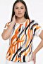 Women's Abstract Patterned Short Sleeve Lycra Viscose Plus Size Blouse - 3