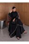 Black Detailed 3-Piece Ribbed Linen Set - 8609 - 3
