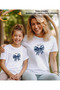 Blue Bow Patterned Crew Neck Cotton T-Shirt - 3