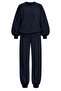 Navy Blue 100% Cotton Tracksuit Set with Elastic Cuffs - 22Y98243