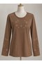 Women's Stone Embellished Luxury Mother Combed Cotton Blouse