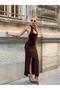 Chest and Back Cut-Out Long Dress with Slits - 5