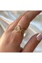Women's Gold Color Stone Round Adjustable Ring - 3