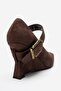 Lyons Brown Suede Buckle Women's Wedge Heeled Shoes - 7