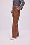 Wide-Legged Leather Pants with Elastic Waist - 4