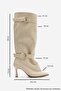 Marcella Ecru Belted Women's Thin Heeled Boots - 4