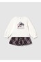 Baby Girl Navy Blue Plaid Skirt Set - 3