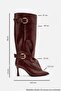 Marcella Burgundy Belted Women's Thin Heeled Boots - 5
