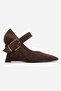 Lyons Brown Suede Buckle Women's Wedge Heeled Shoes - 5
