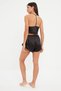 Black Lace Rope Strap Crop Satin Shorts Woven Pajama Set - 5