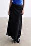 Black Belted Skirt with Sewing Details - 2