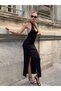 Chest and Back Cut-Out Long Dress with Slits - 5
