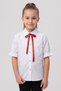 Girl's Red Ribbon Short Sleeve Pearl Detailed Sleeve Ruffle Pocket Shirt April 23 October 29 Show Outfit - 3