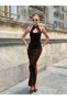 Chest and Back Cut-Out Long Dress with Slits - 7