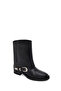 Women's Black Buckle Leather Boots Wf180030Dv - 7