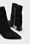 Ruthe Suede Look Zippered Pointed Toe Thick Heeled Stylish Boots - 2