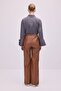 Wide-Legged Leather Pants with Elastic Waist - 5