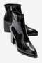 Lynda Black Patent Leather Print Women's Thick Heeled Boots