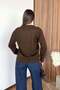 Women's V-Neck Casual Knitwear Brown - 27K 2571 - 5