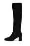 Women's Black Thick Heeled Suede Leather Boots Wf160015Ds - 3