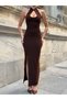 Chest and Back Cut-Out Long Dress with Slits - 6