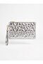 Women's Silver Star Quilted Portfolio Handbag with Wrist Strap Zippered Clutch Multi-Purpose Makeup Bag