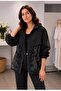 Organza Detailed Hooded Black Jacket - 2