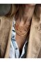 The steel does not tarnish, 3-piece necklace, cube bead, italian flat chain necklace. - 2