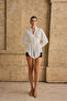 Women's White Lace Detailed Buttoned Tie-Up Shirt - 3