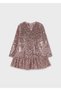 Girl's Sequined Dress with Bow Collar - 2