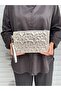 Women's Silver Star Quilted Portfolio Handbag with Wrist Strap Zippered Clutch Multi-Purpose Makeup Bag - 3