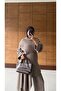 Women's Knitwear 3-Piece Set |   Knitted Patterned Tunic Pants Shawl Detailed Belted Hijab Top and Bottom Set Combination