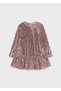 Girl's Sequined Dress with Bow Collar