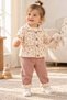 Girl baby 3-piece set floral patterned knitwear jacket seasonal top bottom set 6-9-12-18-24 months old - 2