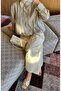 Butique Women's Khaki Square Patterned Zippered Snap Collar Bomber Jacket
