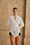 Women's White Lace Detailed Buttoned Tie-Up Shirt - 4