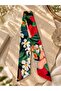 Flower-Patterned Thin Scarf Bandana Ribbon - 2