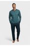Ανδρική Βαμβακερή Πιτζάμα Interlock Basic Olive Green - Πράσινο - 2