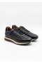 Navy Blue Genuine Leather Eva Sole Men's Sneaker Sports Shoes - 3477 - 2