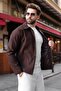 Brown Zippered Lined Cashmere Men's Jacket E7207 - 4