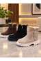 Women's Fur Lined Zippered Casual Boots Thick Soled Winter Suede Boots - 2