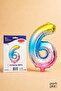 Rainbow Foil Balloon Number 6 16 Inch 40 Cm, 6 Year Old Balloon, Birthday Party Decoration