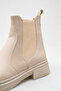 Women's Beige Leather Side Elastic Daily Boots - 3