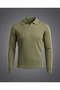 Men's Polo Neck Slim Fit Ribbed Knit Long Sleeve T-Shirt - 2