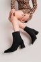 Milano Women's Black Suede 7 cm Heeled Boots Pointed Toe Zippered Stylish Daily Winter Short Boots - 4