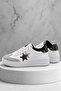 Women's White Comfortable Fit Half Star Patterned Sneaker - 4